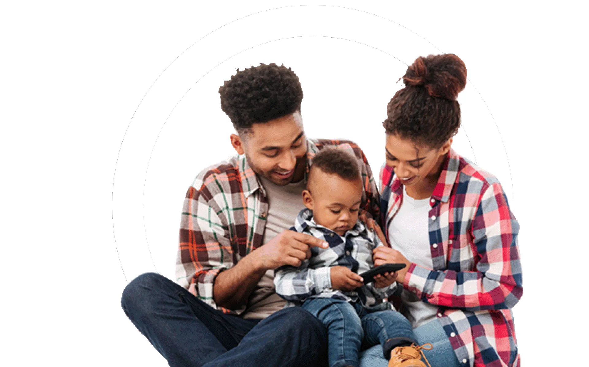 Full length portrait joyful young african family